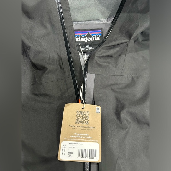 Patagonia Women's L Large Boulder Fork Rain Jacket Forge Grey Black NWT - Picture 6 of 9